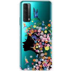 MAULUND Huawei P Smart 2021 Gennemsigtigt Plastik Cover m. Blomsterpige