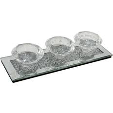 Lesser & Pavey Crystal Glass Tea Light 3 Crushed Diamond Candle Holder