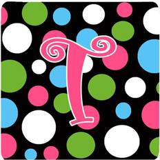 Pink Coasters CoolCookware Monogram Polkadots Foam Set Coaster