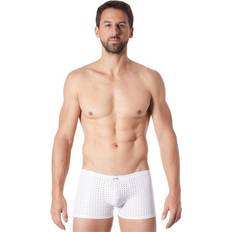 Leather Imitation - Man Clothing Look Me weisse Herrenboxer-Shorts Kunstleder mit Löchern