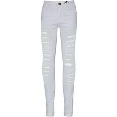 A2Z Kids Girls Denim Ripped Jeans Comfort Skinny Stretch Girls Jeans JN28 White 9-10