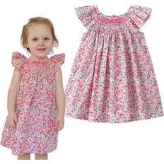 Dresses Simplee kids Baby Girls Summer Casual Dresses Toddler Floral Print Sundress Princess Dress for 4T