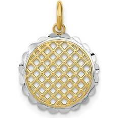 Finest Gold 10K Yellow with Rhodium Diamond-Cut Sunflower Pendant Charm