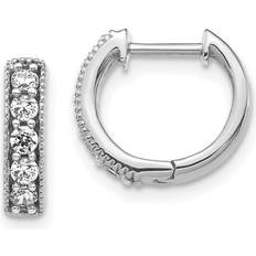 Gray - White Gold Earrings Bagatela 14K White Gold Diamond Milgrain Hinged Hoop Earrings