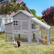 Pets Gutinneen Chicken Coop Outdoor Wooden Hen House 65" with Large Nesting Box, Poultry Cage Removable Tray,UV Proof Roof