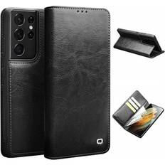 Cover samsung galaxy s21 ultra 5g Qialino Classic Samsung Galaxy S21 Ultra 5G Læderpung Sort