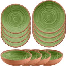 Plastic Dinner Sets Purely Home 4 Rustic Swirl Green Melamine/Plastic Dinner Set