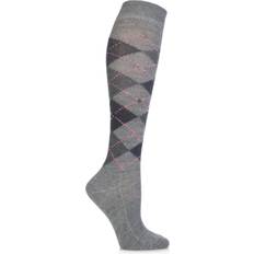 Burlington Whitby Extra Soft Argyle Knee High Socks - Navy/Pale Blue