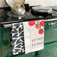 Red Kitchen Towels Caroline Gardner Tomato/Mono Hearts Tea Kitchen Towel Red