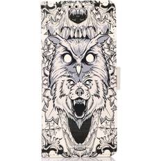 MAULUND iPhone 13 Pro Læder Cover m. Pung Abstrakt Ugle og Ulv
