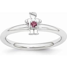 Rhodium Ringe Stackable Expressions Rhodium Sterling Silver Stackable Rhodolite Garnet 7mm Boy Ring Sz