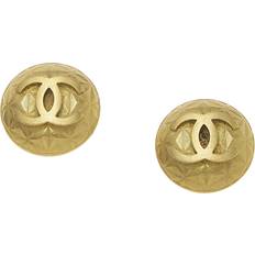 Chanel Earrings Chanel Chanel Gold Quilted 'CC' Round Earrings gold one