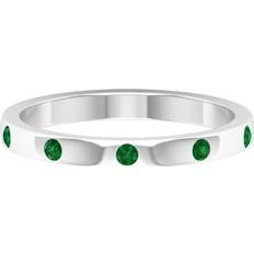 Solitaire Rings - Unisex Rosec Jewels Flush Set Created Emerald Unisex Band Ring 925 Sterling Silver 10.50