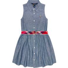 Polo Dresses Polo Ralph Lauren Kids Kleid aus Baumwoll-Chambray blau