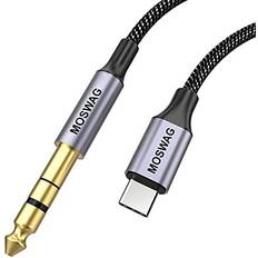 Moswag USB C to 6.35mm 1/4 TRS Stereo Cable 6.6FT/2Meter,Type C to 6.35mm TRS Aux Jack Amplifiers,Home Theater,Mixing