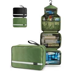 Green - Men Toiletry Bags & Cosmetic Bags Travel Toiletry Bag for Men, Hanging Toiletry Bag with 4 Compartments, Portable Waterproof Compact Travel Bathroom Organizer, Ideal for Travel Daily Life Olive Green