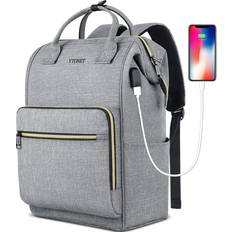 Computer Bags Ytonet Laptop Backpack for Women, Travel Backpack for School with USB Charging Port Fit 15.6 Inch Laptop, College Backpack Purse Water Resistant School Bookbag Carry on Bag for Office/Teacher/Work, Grey