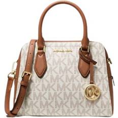 Michael Kors Beige Messenger Bags Michael Kors Ayden Medium Logo And Faux Leather Satchel