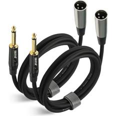 Ebxya XLR Male to 14 Inch TS Mono Microphone Cable 2 Pcs
