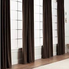 Curtains & Accessories Chanasya Chanasya Brown Velvet Panel Set 2 -Piece Classy Partial Blackout