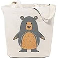 Brown Fabric Tote Bags Bear Cotton Canvas Tote Bag