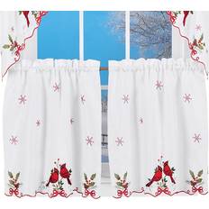 Collections Etc Embroidered Winter Cardinals Window Curtain Panels 24 L Tiers