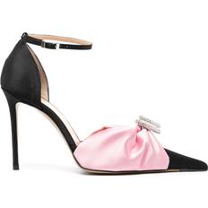 Mach & Mach Double Heart 110mm satin pumps women Calf Leather/Calf Leather/Fabric/Rubber Pink