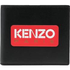 Kenzo logo-patch folded leather wallet - men Cotton/Calf