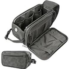 Grey Toiletry Bags PAVILIA Kulturbeutel für Herren, Reise-Kulturbeutel Wasserabweisendes Dopp-Set, PU-Leder-Rasiertasche Organizer für Toilettenartikel-Zubehör, Pflege, Hygiene, Kosmetik dunkelgrau