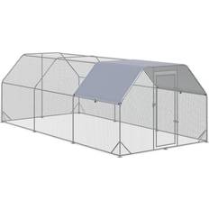 Pawhut 18.7' 9.2' 6.4' Large Chicken Coop for Walk In Chicken Run Chicken Pen