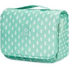 Green Cosmetic Bags Narwey Hanging Travel Toiletry Bag Cosmetic Make up Organizer for Women and Girls Waterproof Green Leaf