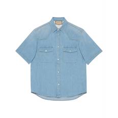 Gucci Shirts Gucci denim short-sleeve shirt men Cotton Blue