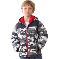 Camouflage Jackets Children's Clothing HZXVic Boys Warm Winter Coat With Hood, Thicken Puffer Jacket Kids Waterproof Parka Lightweight Outdoor WhiteBlack Camo-7Years