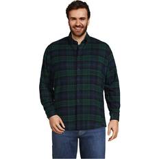 Lands' End Men Shirts Lands' End Traditional Fit Flagship Flannel Shirt Evergreen Blackwatch Plaid Regular