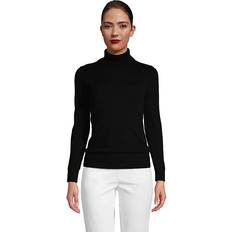 Lands' End Womens Cashmere Turtleneck Sweater Black Regular