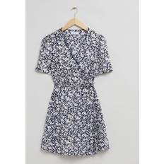 & Other Stories Clothing & Other Stories Mini Wrap Dress Navy Floral Print