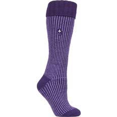 Purple Socks Heat Holders Ladies Original Begonia Long Boot Socks With Turnover Top Purple