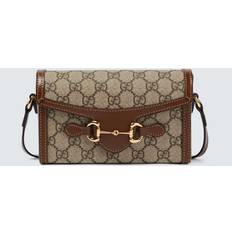 Horsebit 1955 Leather-Trimmed Printed Coated-Canvas Shoulder Bag - Neutrals
