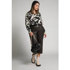 Pelle Pantaloni Ulla Popken Culottes in Similpelle Con Taglio Donna - Marrone