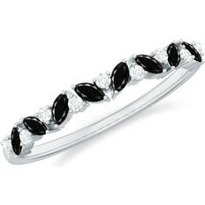 Black - Solitaire Rings Rosec Jewels Semi Eternity Ring with Black Spinel and Diamond for Women 0.25 CT AAA Grade 925 Sterling Silver 12.50