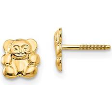 Finest Gold Quality SE314 14K Yellow Madi Polished Teddy Bear Screwback Earrings