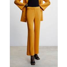 Women - Yellow Trousers Mango Embroidered Suit Pants Kvinde Bukser Med Lige Ben hos Magasin Yellow