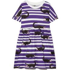 Mini Rodini Dresses Children's Clothing Mini Rodini striped crocodile-print skater dress kids Cotton 116-122 Purple