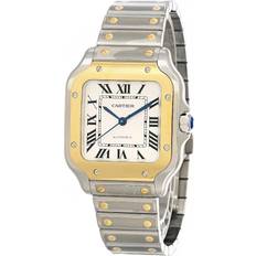 Unisex Wrist Watches Cartier Santos De Medium Model, Automatic Movement, Yellow Gold, Steel, Interchangeable Metal And Leather Bracelets