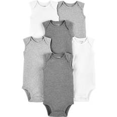 Carter's Unisex Babies Sleeveless Bodysuit Pack of 6 - White/Light Grey Heather