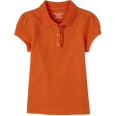 M Polo Shirts The Children's Place The Children's Place girls Short Sleeve Ruffle Pique Polo Shirt, Flame Single