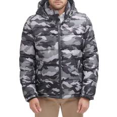 Tommy Hilfiger Grey Outerwear Tommy Hilfiger Tommy Hilfiger Men's Hooded Puffer Jacket, Grey Camouflage