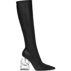 Dolce & Gabbana High Boots Dolce & Gabbana logo-heel knee-high boots women Goat Skin/Leather/Polyester/Polyurethane/Spandex/Elastane Black