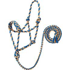 Polyester Halters & Lead Ropes True Weaver Braid Rope Halter w/10Ft Lead Blue/Tan