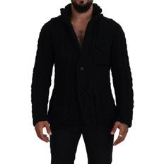 Cardigans Dolce & Gabbana Black Wool Knit Button Cardigan Men's Sweater